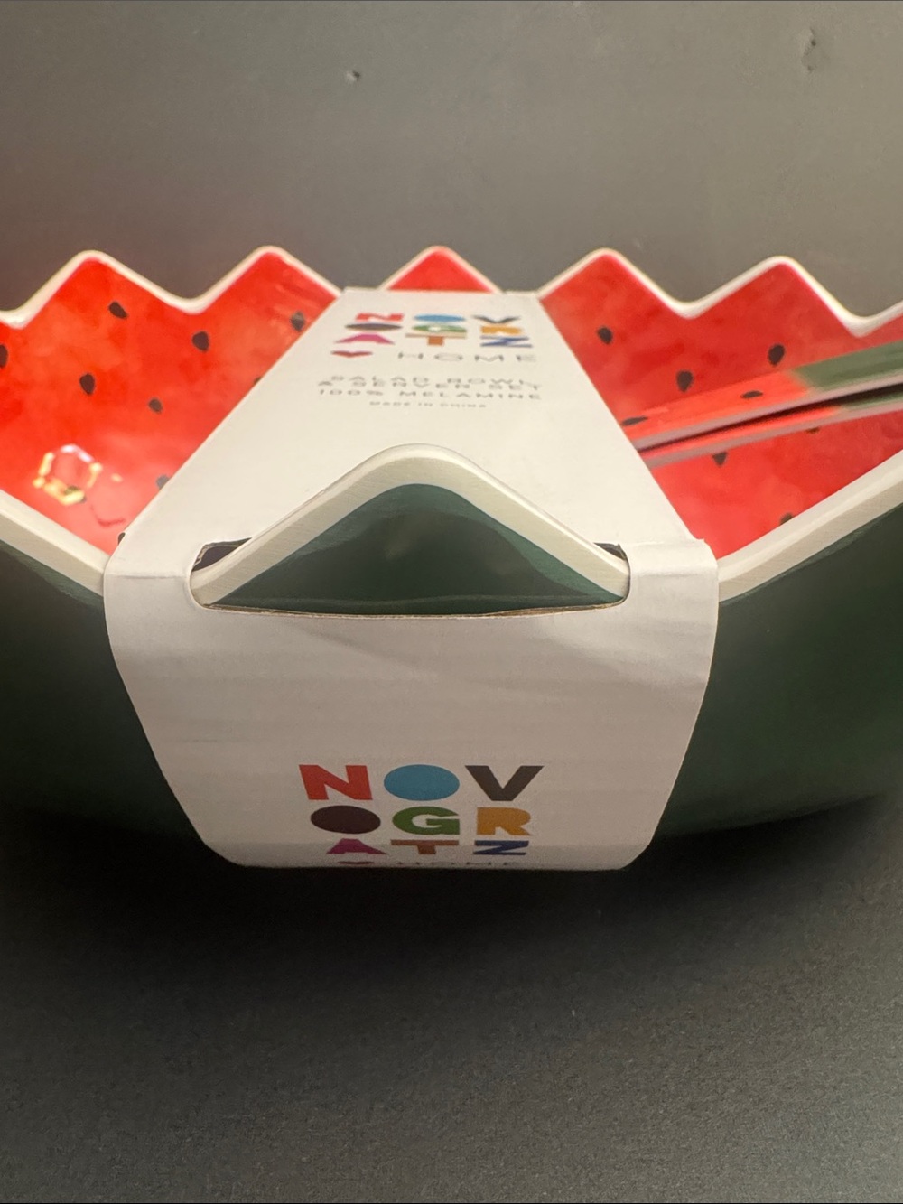 NOVOGRATZ Home 3pc Watermelon Melamine Salad Bowl &  Serving Set - 100% Melamine - Picture 6 of 9